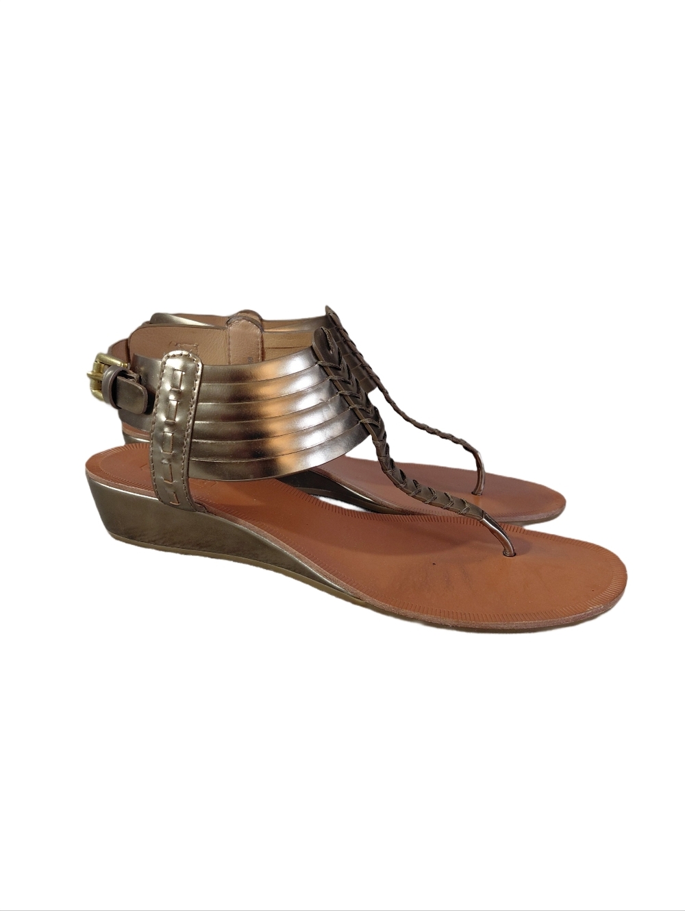 Coach India Metallic Gold T-Strap Sandals Size 7.5 - Picture 5 of 10